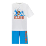 Moschino Completo 2 Pezzi T-Shirt-Bermuda Bicolore per Bambino HUG00QX BIANCO/AZZURRO MOSCHINO 