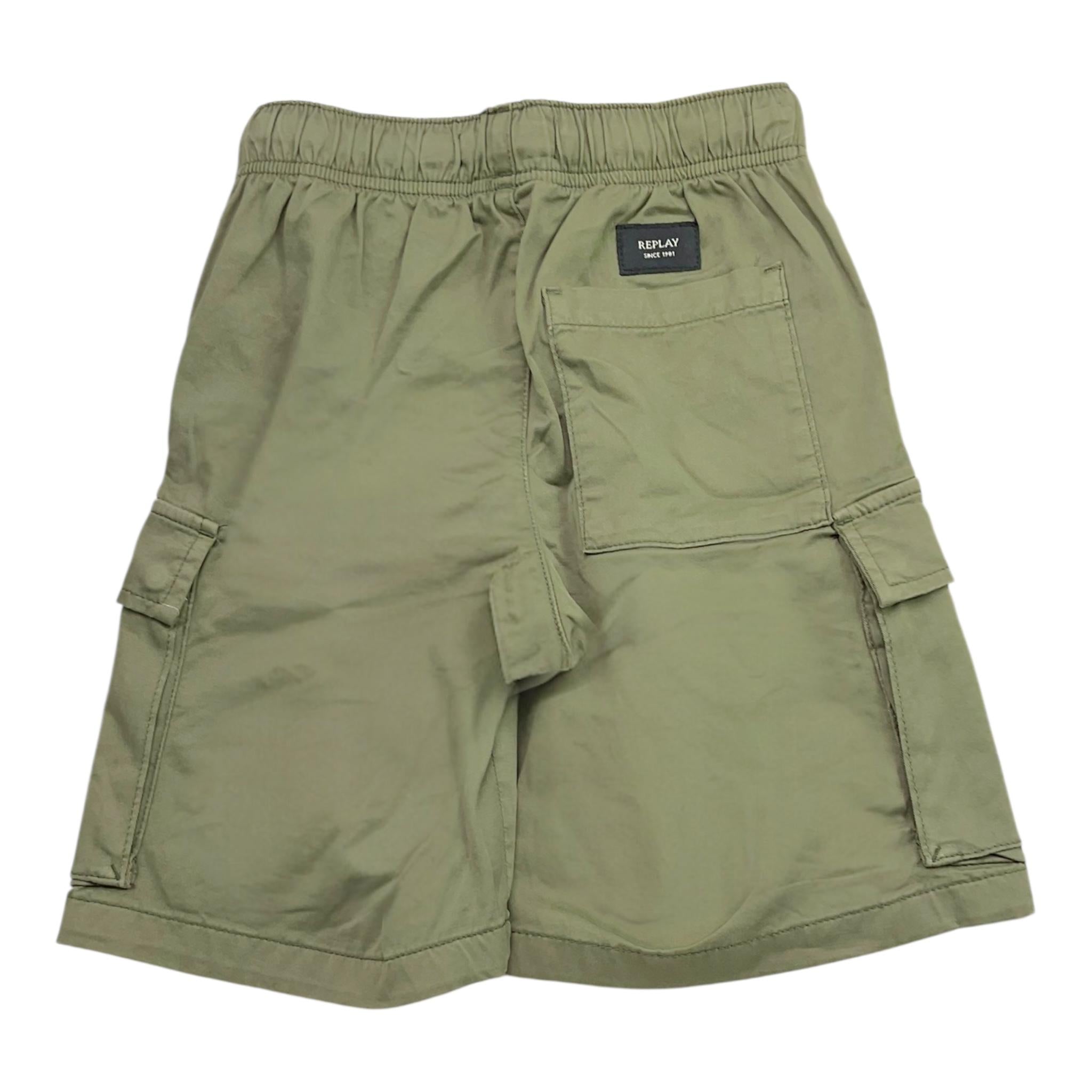 Replay Bermuda Tinta Unita con Elastico In Vita per Bambino SB9543 VERDE REPLAY 
