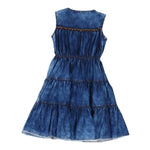 Monnalisa Abito Giromanica Tinta Unita In Denim per Bambina 495904 BLU MONNALISA 