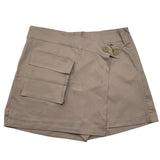 Monelli Kids Short Tinta Unita Con Elastico In Vita E Zip Beige Per Bambina