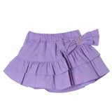 Miss Blumarine Gonna Tinta Unita Con Fiocco E Stampa Logo Lilla Per Bambina