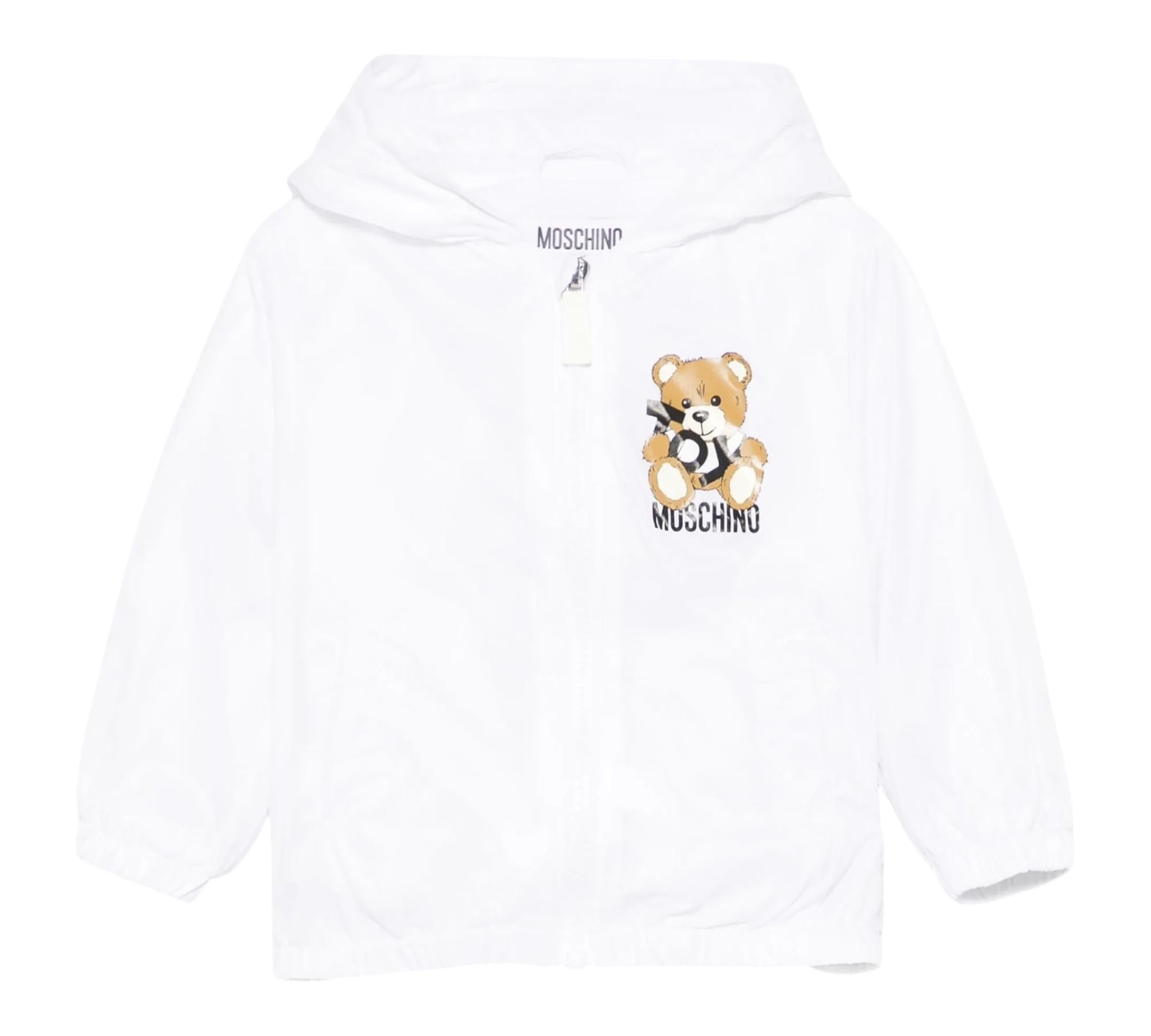 Moschino Giubbino Tinta Unita con Cappuccio per Neonato MUS022 BIANCO MOSCHINO 