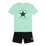 Converse Completo 2 Pezzi T-Shirt-Bermuda Bicolore per Bambino 9CG714 VERDE ACQUA CONVERSE 