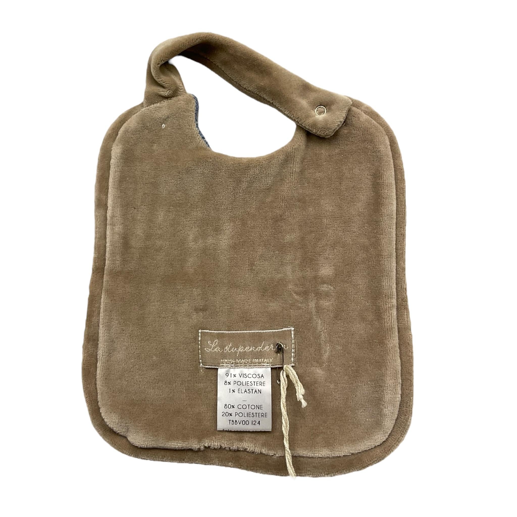 LA STUPENDERIA bavetta bicolore con finti bottoni Azzurro/beige per Neonato TBBV00 AZZURRO/BEIGE LA STUPENDERIA 