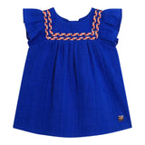 Carre'Ment Beau Camicia Giromanica Tinta Unita Blu Per Neonata