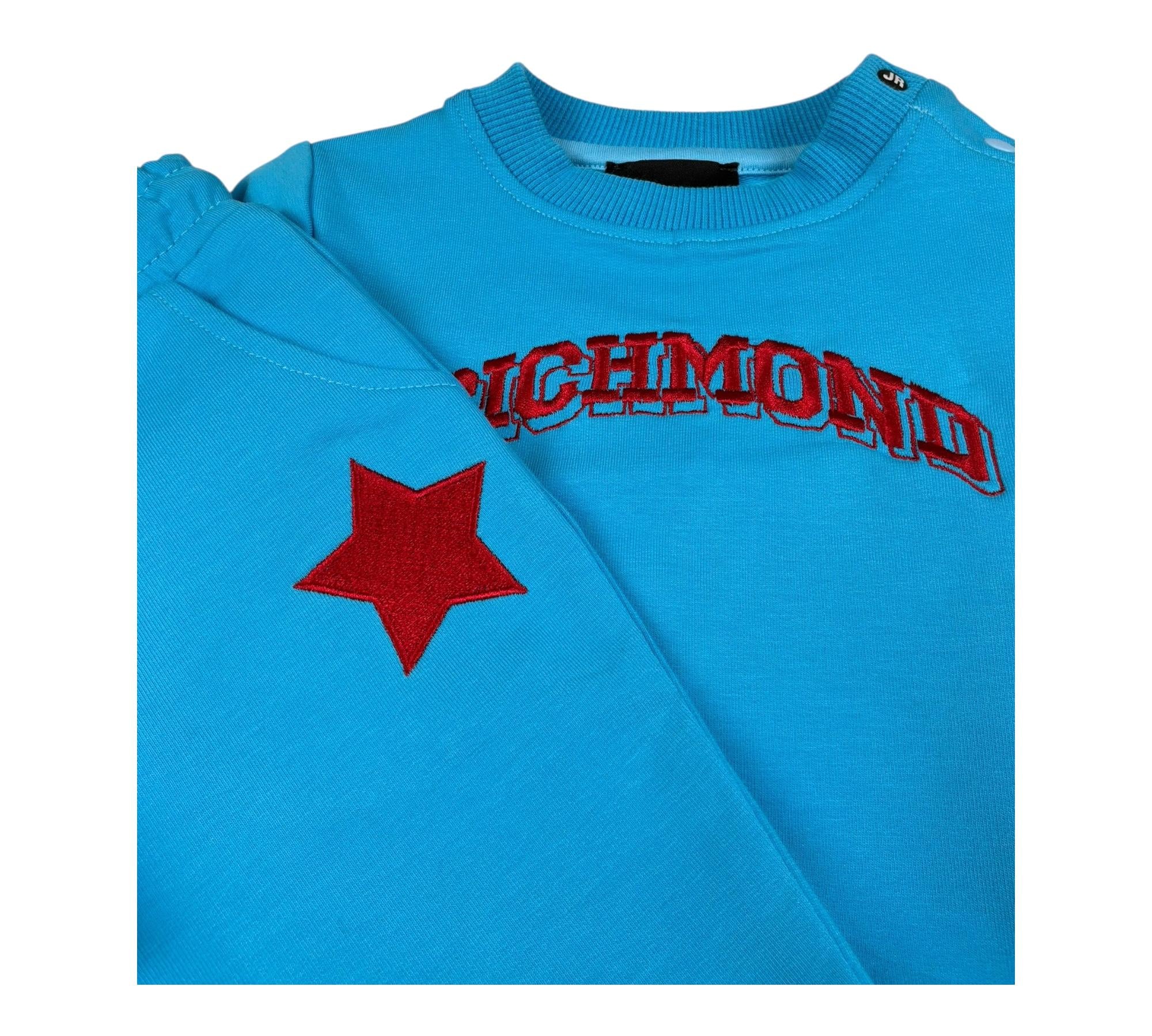 John Richmond Completo 2 Pezzi Felpa-Pantalone Tinta Unita per Neonato RIP26136CF AZZURRO JOHN RICHMOND 