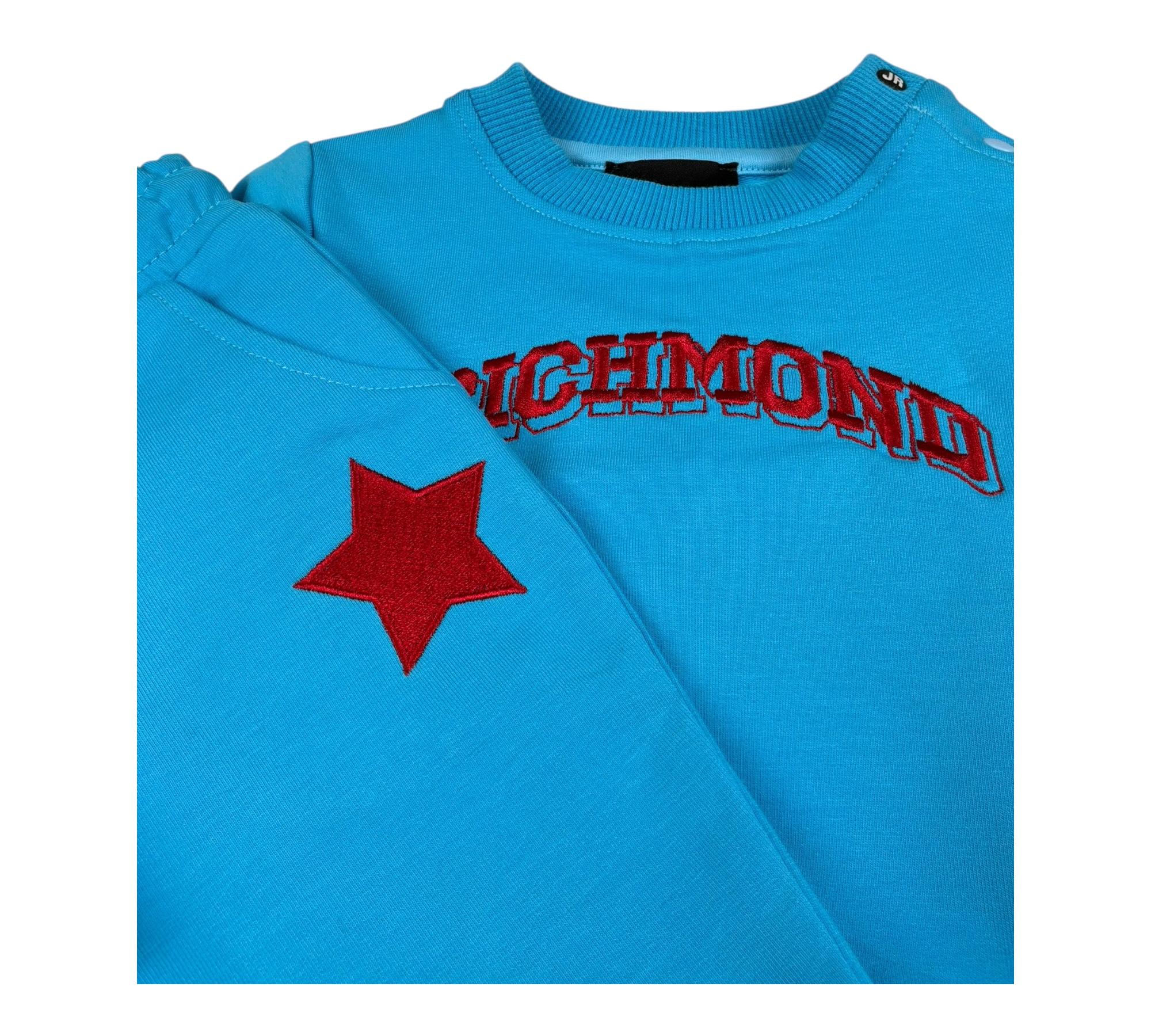 John Richmond Completo 2 Pezzi Felpa-Pantalone Tinta Unita per Neonato RIP26136CF AZZURRO JOHN RICHMOND 