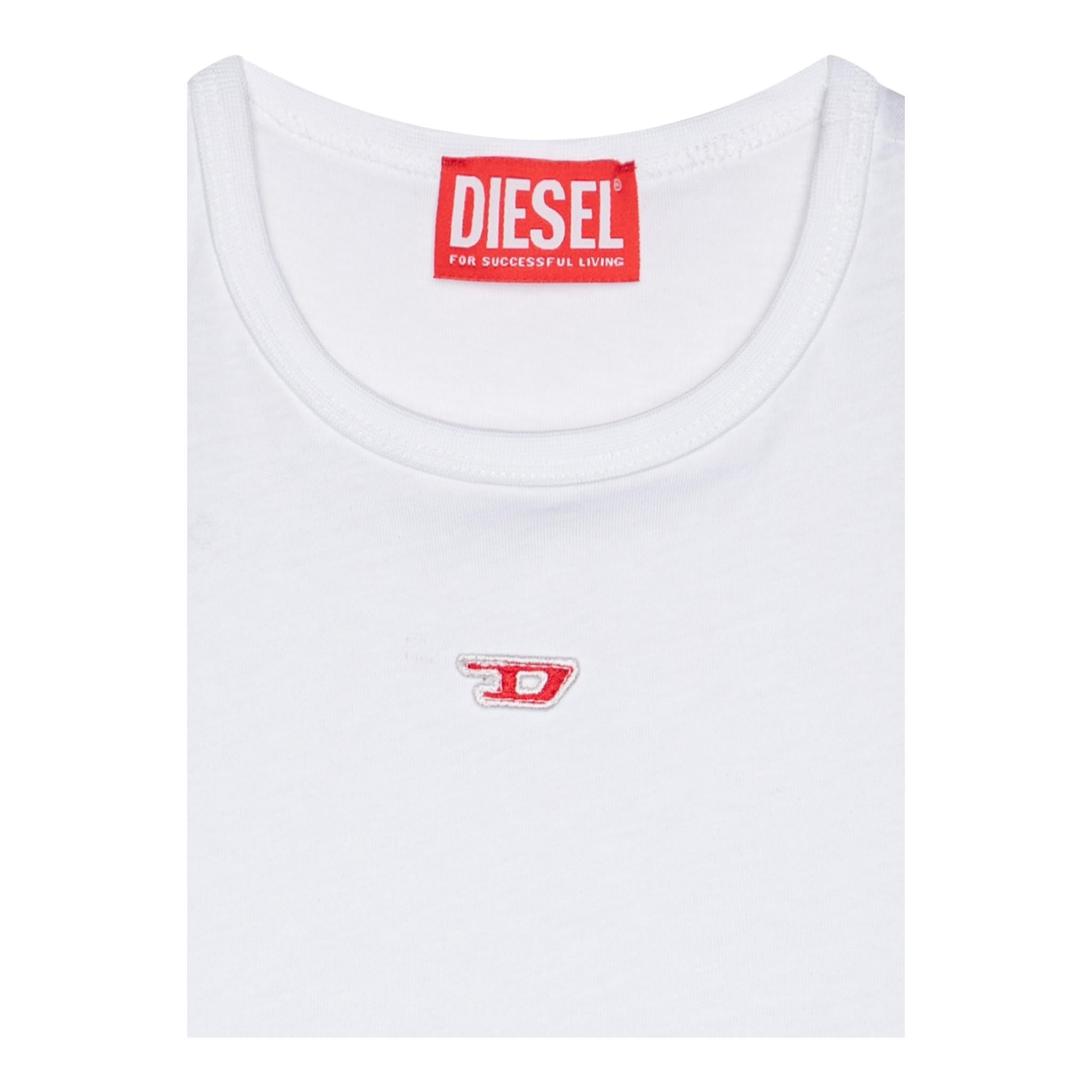 Diesel Canotta Tinta Unita con Logo per Bambina J02238 BIANCO DIESEL 