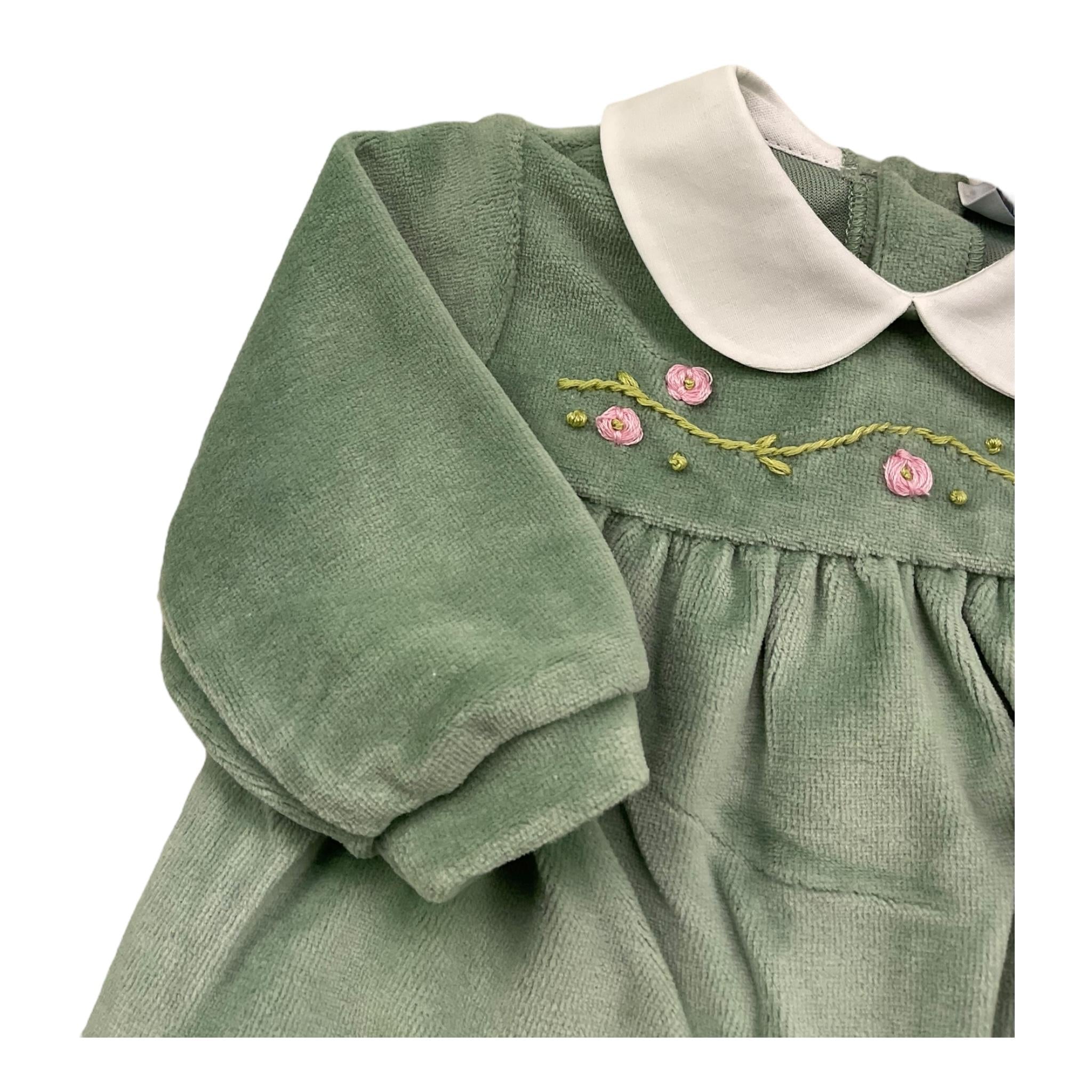 ILFAROBIMBI tutina manica lunga tinta unita in ciniglia Verde per Neonata IFN50970 VERDE ILFAROBIMBI 