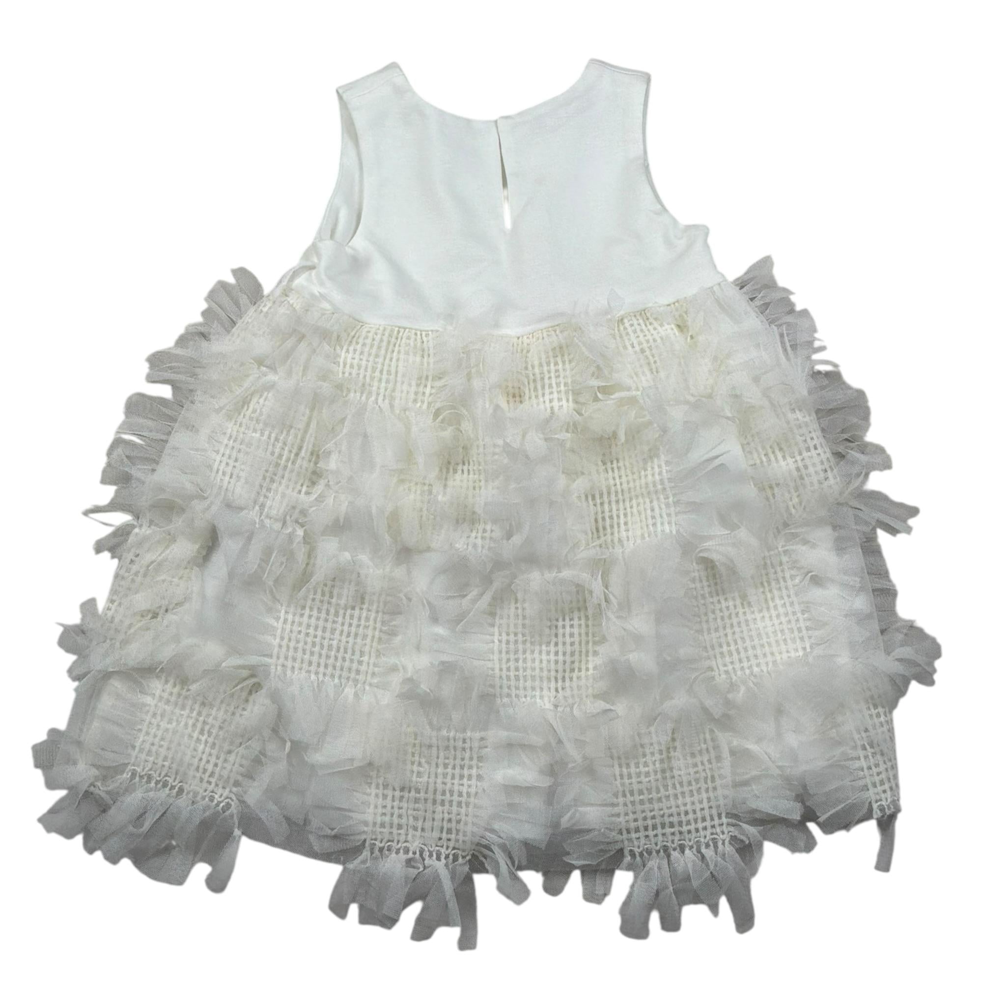 Please Abito Giromanica Tinta Unita con Tulle per Neonata AB26290G73 PANNA PLEASE 