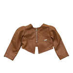 Monnalisa Giubbino Tinta Unita In Ecopelle per Neonata 17E100N MARRONE MONNALISA 