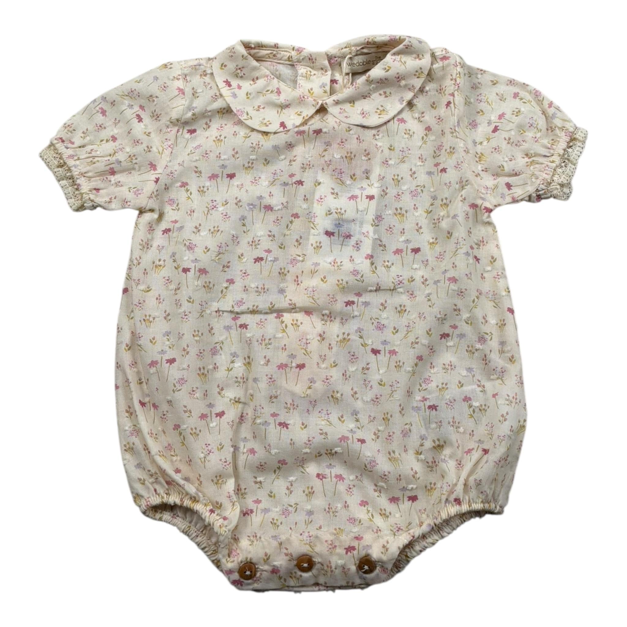 Wedoble Pagliaccetto Tinta Unita Stampa Floreale per Neonata V2505916F PANNA WEDOBLE 