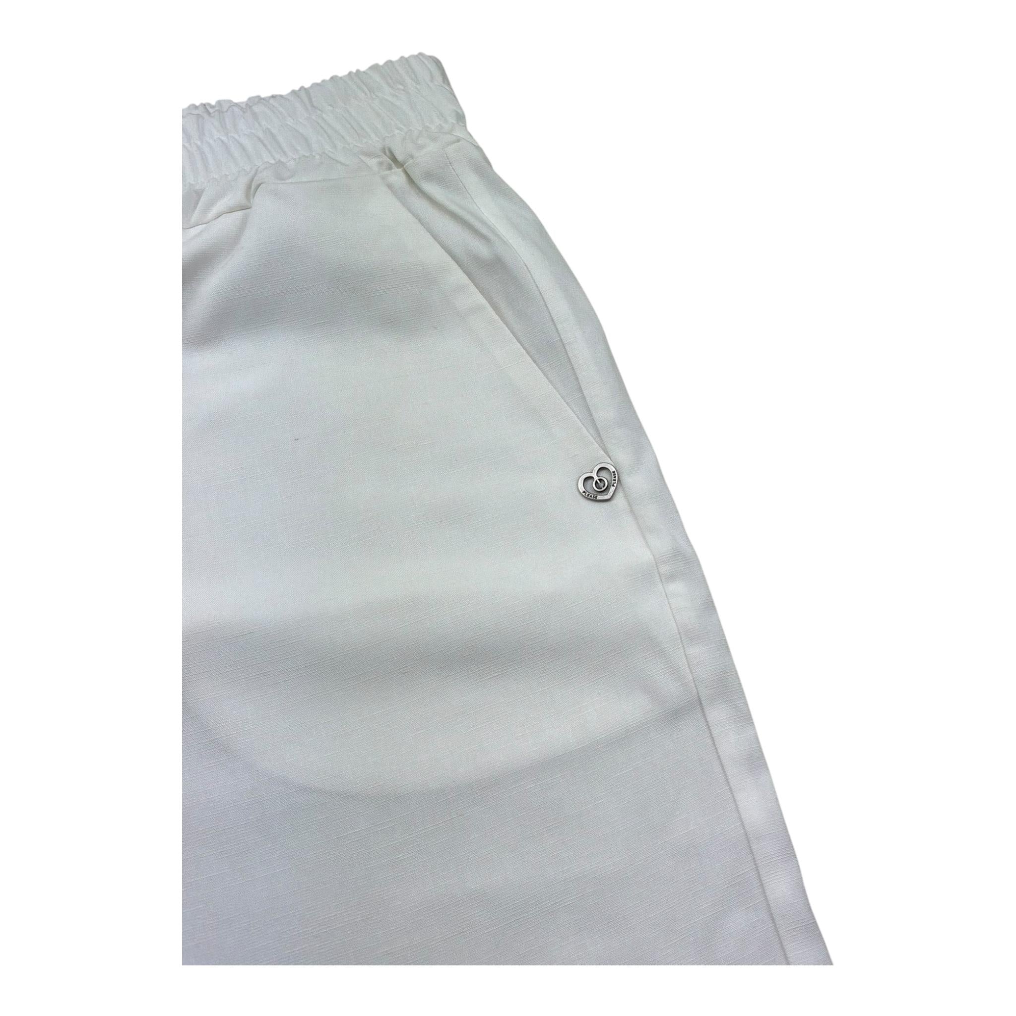 Please Short Tinta Unita con Elastico In Vita per Bambina RE78300G72 BIANCO PLEASE 
