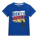 Guess T-Shirt Girocollo Tinta Unita con Stampa per Bambino N5RI02K8HM4 BLU GUESS 