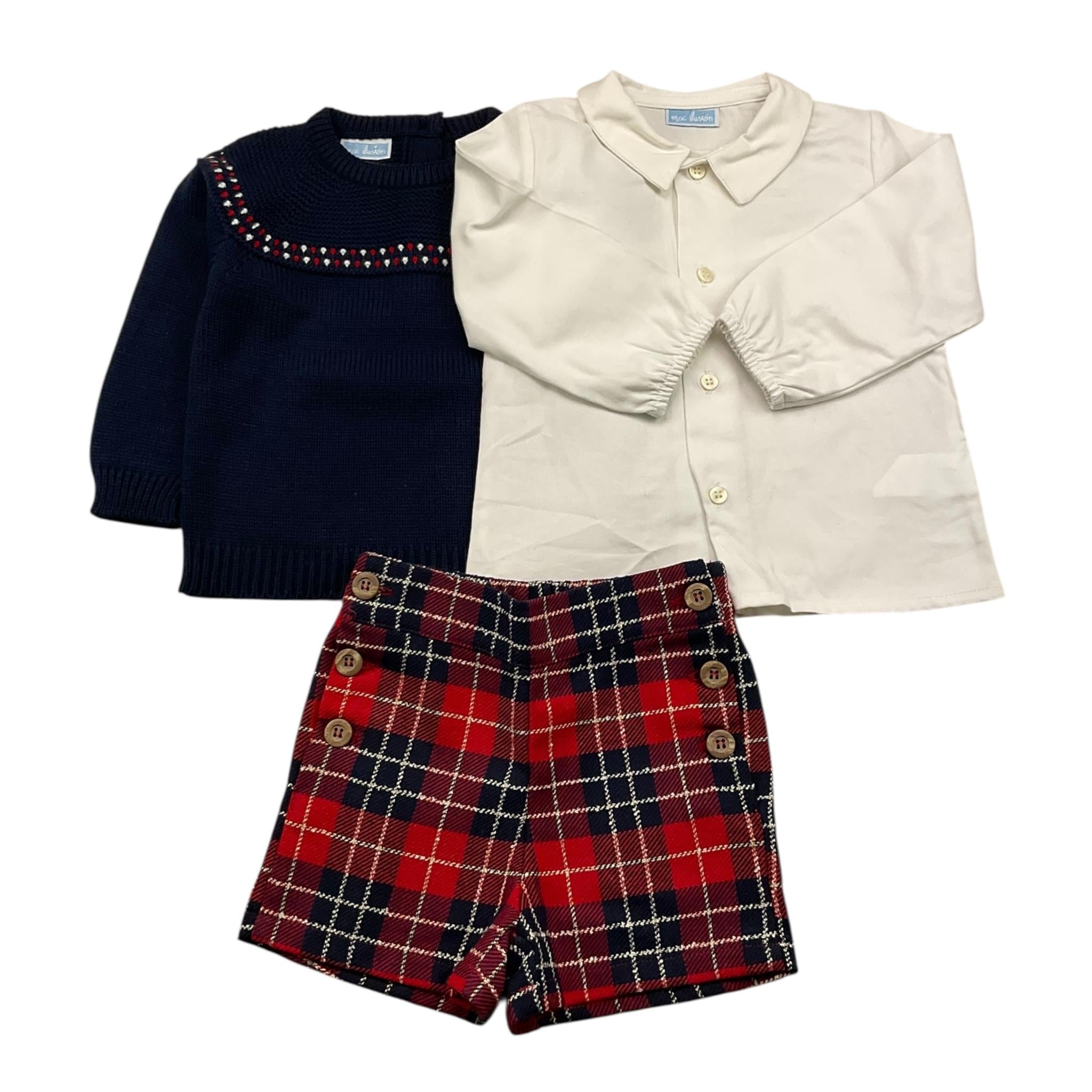 MAC ILUSIO'N completo 3 pezzi maglia-camicia-short Blu per Neonata 9531 BLU MAC ILUSIO'N 