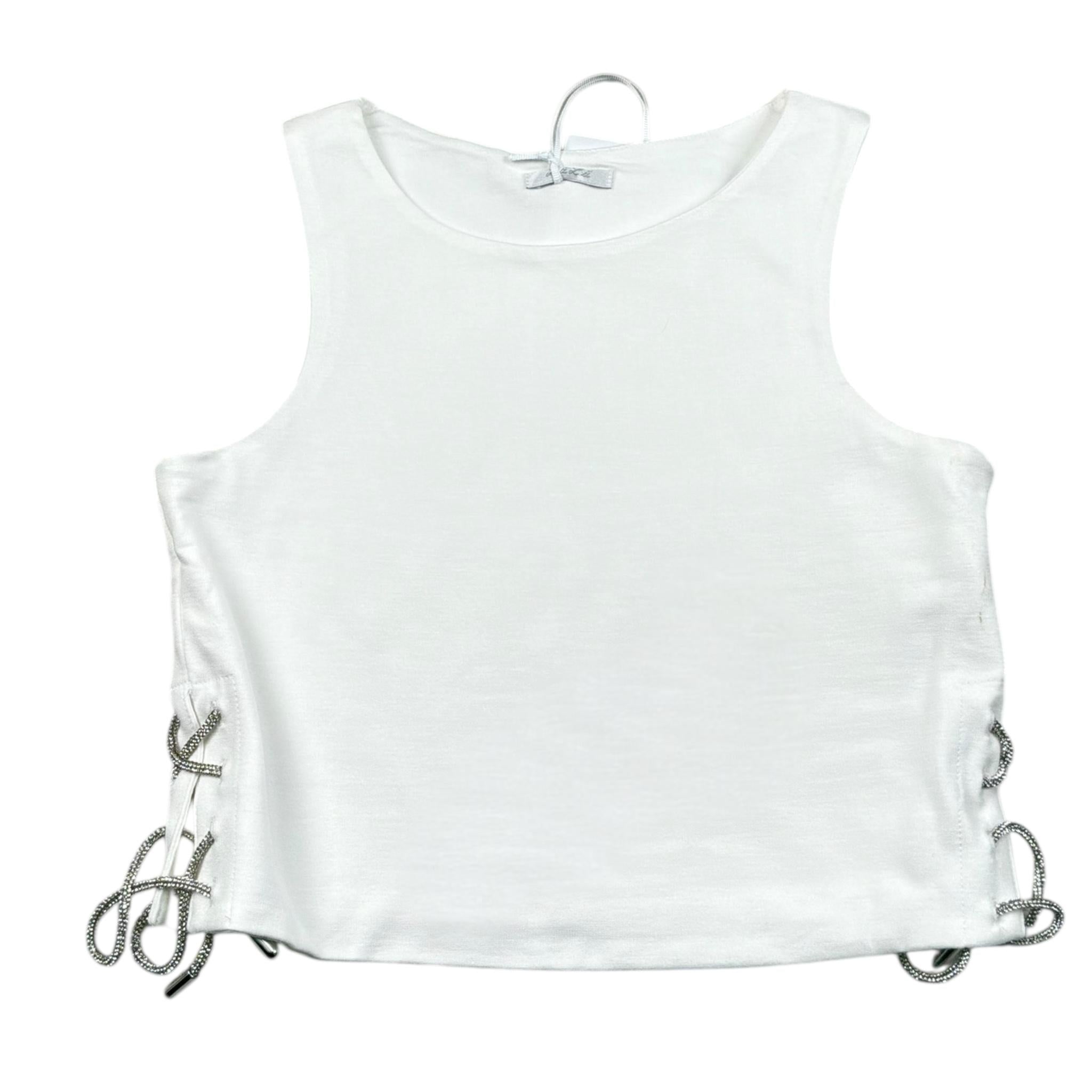 Lu Lu By Miss Grant Canotta Tinta Unita con Applicazioni per Bambina LL3418 BIANCO LU LU BY MISS GRANT 