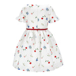 Monnalisa Abito Tinta Unita con Cintura E Fantasia Fiori per Bambina 71E909 BIANCO MONNALISA 