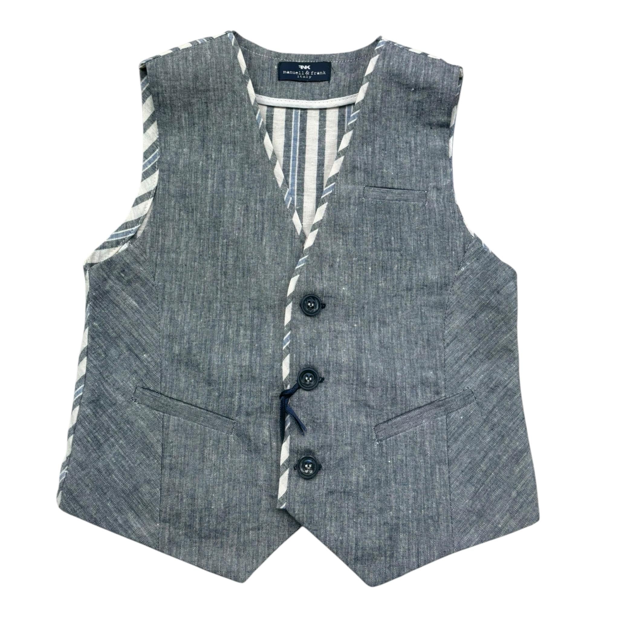 Manuel & Frank Gilet Tinta Unita con Fantasia A Righe per Bambino MF5192B GRIGIO MANUEL & FRANK 