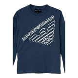 EMPORIO ARMANI shirt girocollo tinta unita con stampa Blu per Bambino 6D4DJ4 BLU EMPORIO ARMANI 