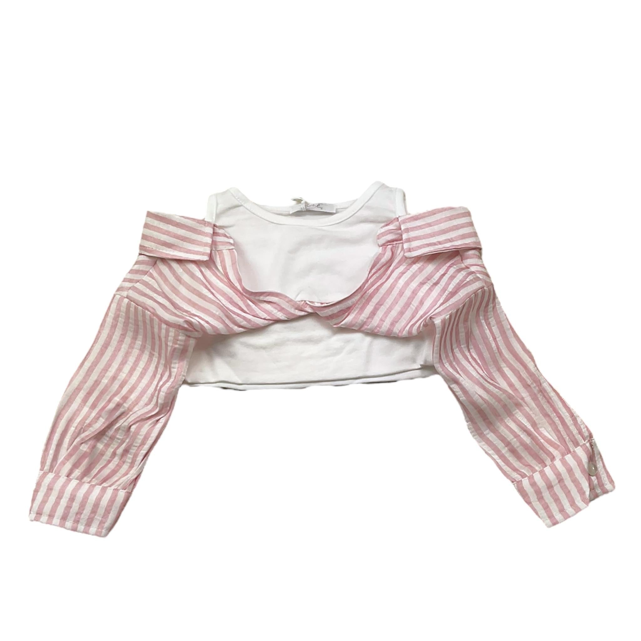 U+È Top Canotta-Camicia Bicolore per Neonata UE1781 BIANCO/ROSA U+è 
