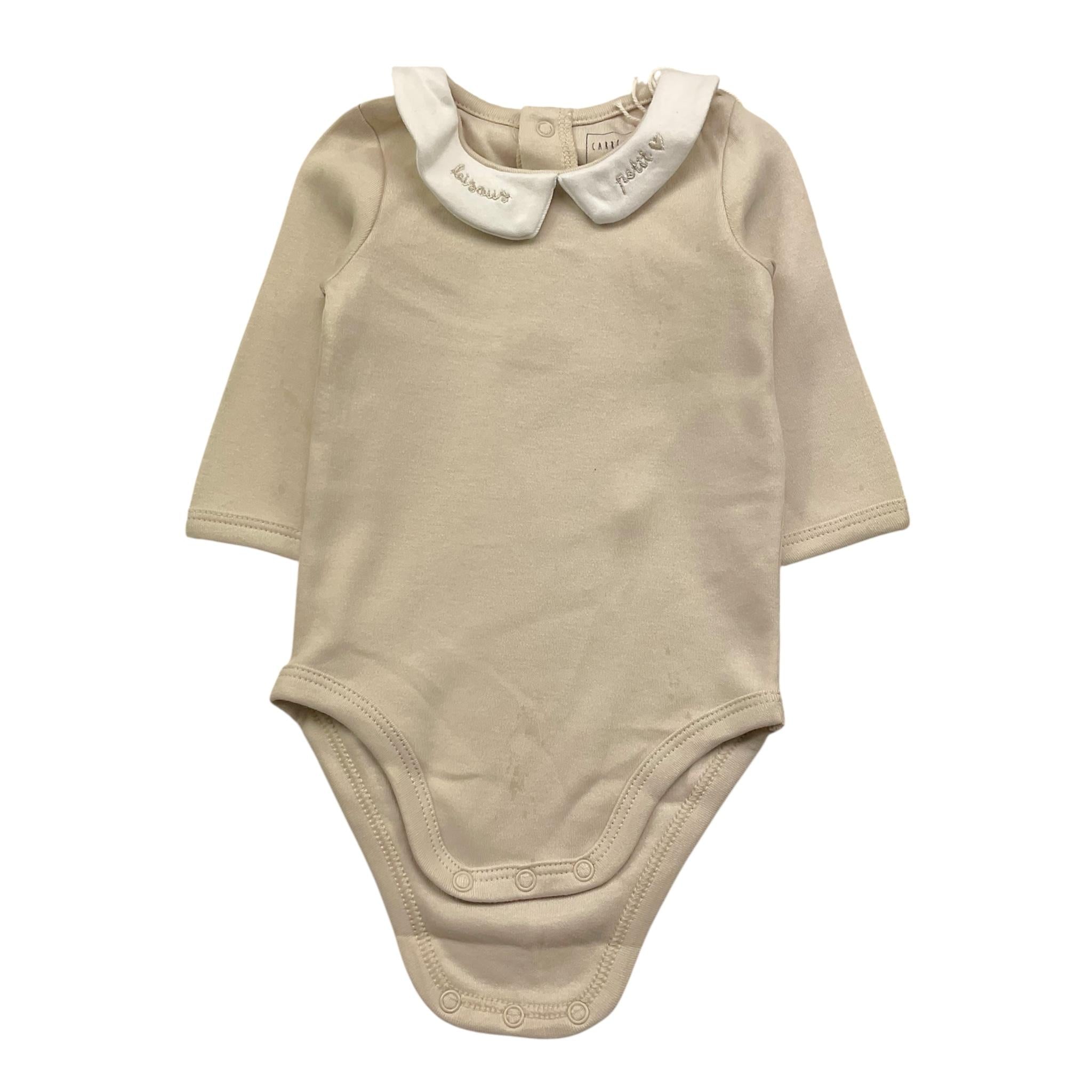 CARRE'MENT BEAU body tinta unita con colletto con stampa Beige per Neonata Y30243 BEIGE CARRE'MENT BEAU 