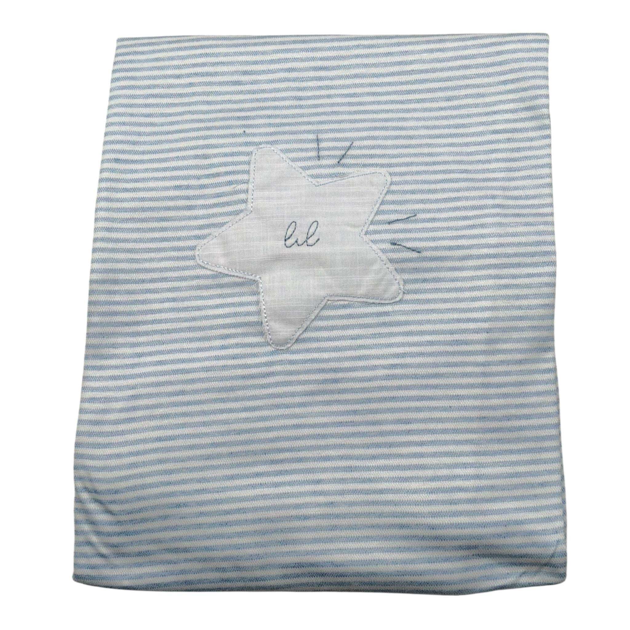 Barcellino Coperta Tinta Unita con Fantasia A Righe per Neonato 120809 AZZURRO BARCELLINO 