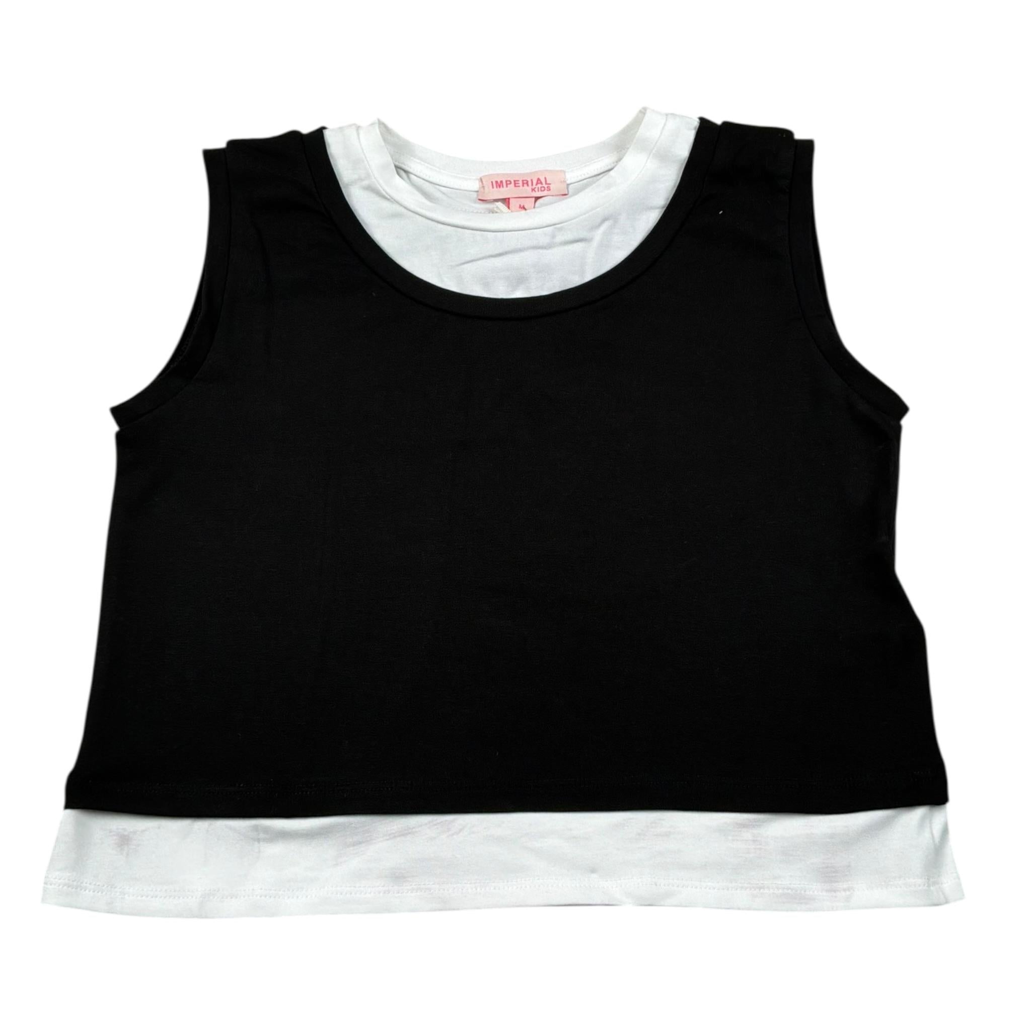 Imperial Top Giromanica Tinta Unita con Profili In Contrasto per Bambina MO15032G75 NERO IMPERIAL 