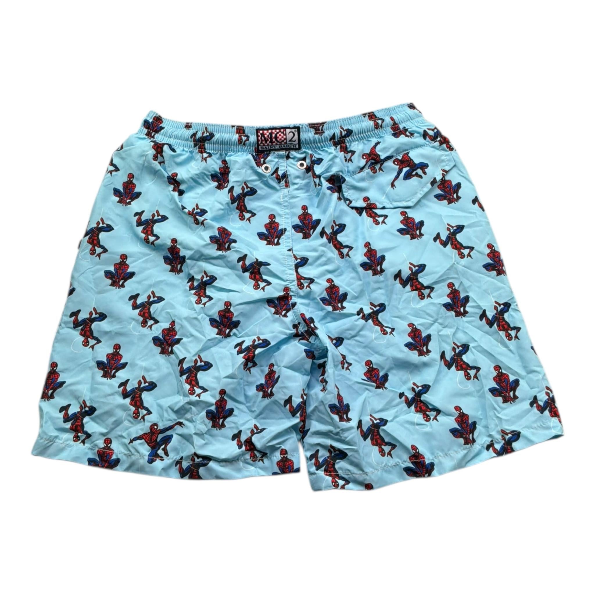 Saint Barth Costume Modello Boxer Tinta Unita con Stampa Spiderman per Bambino SPIDEY AZZURRO SAINT BARTH 