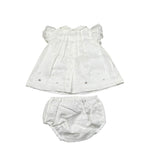 Marlu' Abito Mezza Manica Tinta Unita con Culotte per Neonata EP1217MUX BIANCO MARLU' 