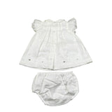 Marlu' Abito Mezza Manica Tinta Unita con Culotte per Neonata EP1217MUX BIANCO MARLU' 