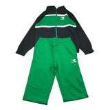 Diadora Completo Felpa con Zip e Cappuccio-Pantalone Verde per Bambino