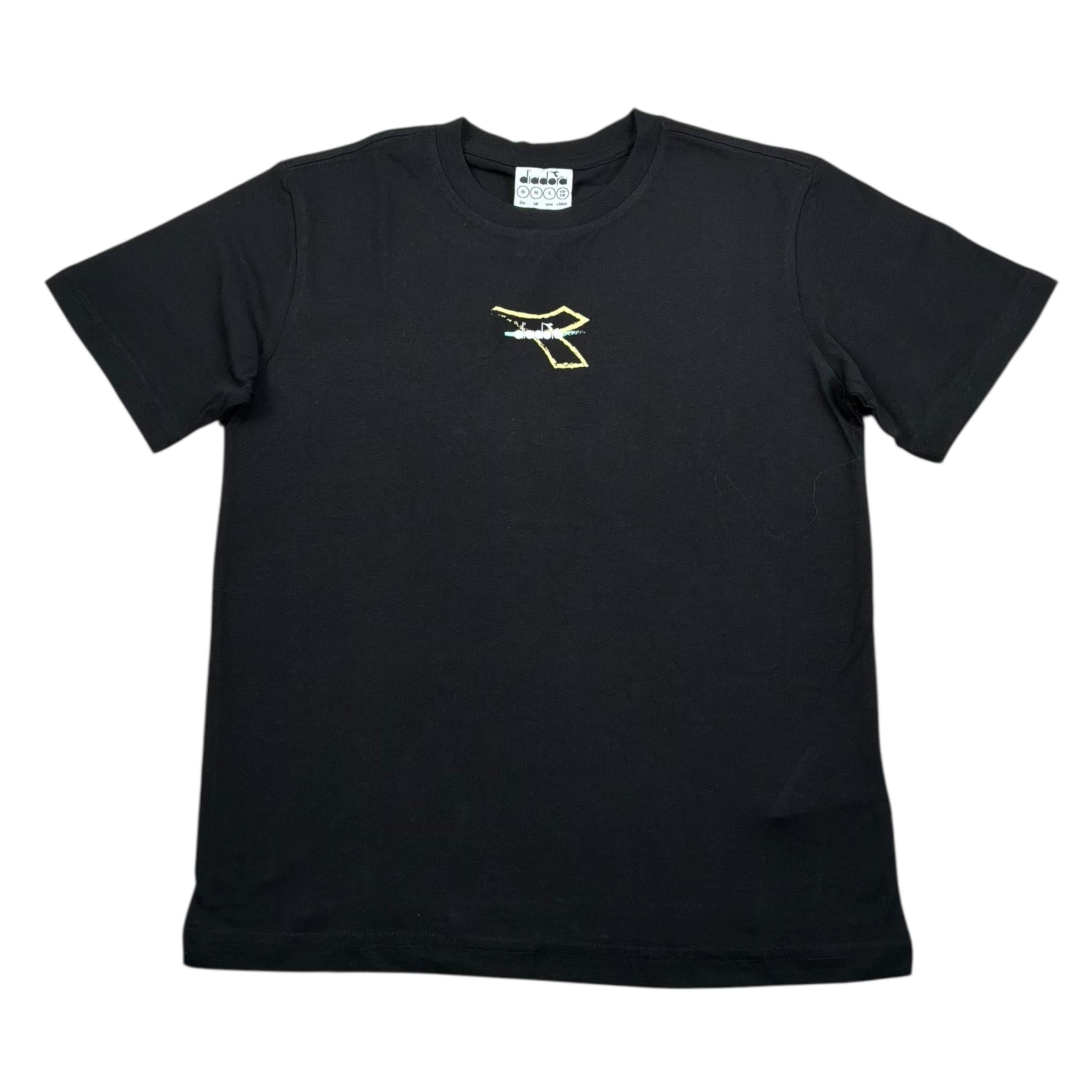 Diadora T-Shirt Girocollo Tinta Unita con Stampa per Bambino 102181707 NERO DIADORA 