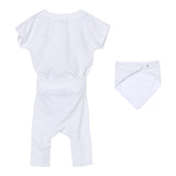 Burberry Completo 2 Pezzi Body-Pantalone-Bavetta Tinta Unita Bianco Per Neonato