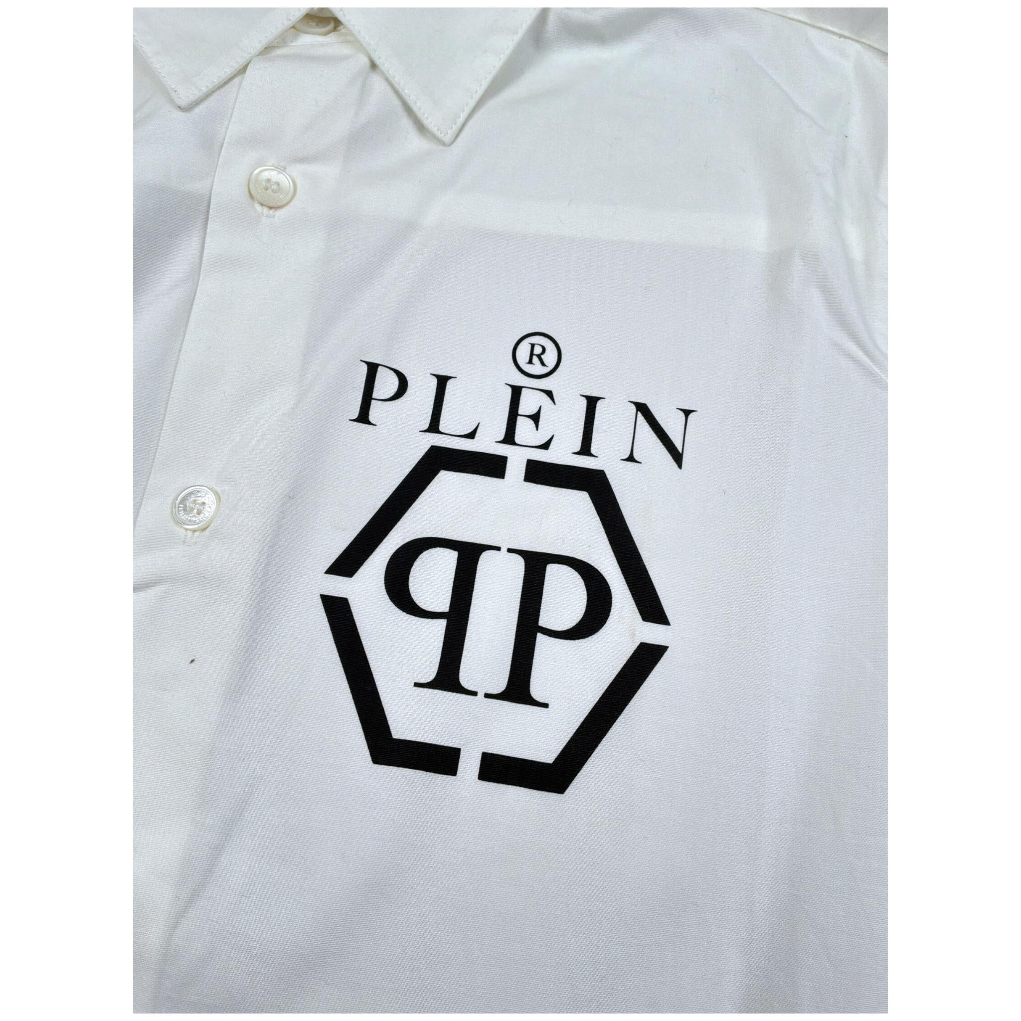Philipp Plein Camicia Manica Lunga tinta unita con Stampa Bianco per Bambino 2MC001 BIANCO PHILIPP PLEIN 