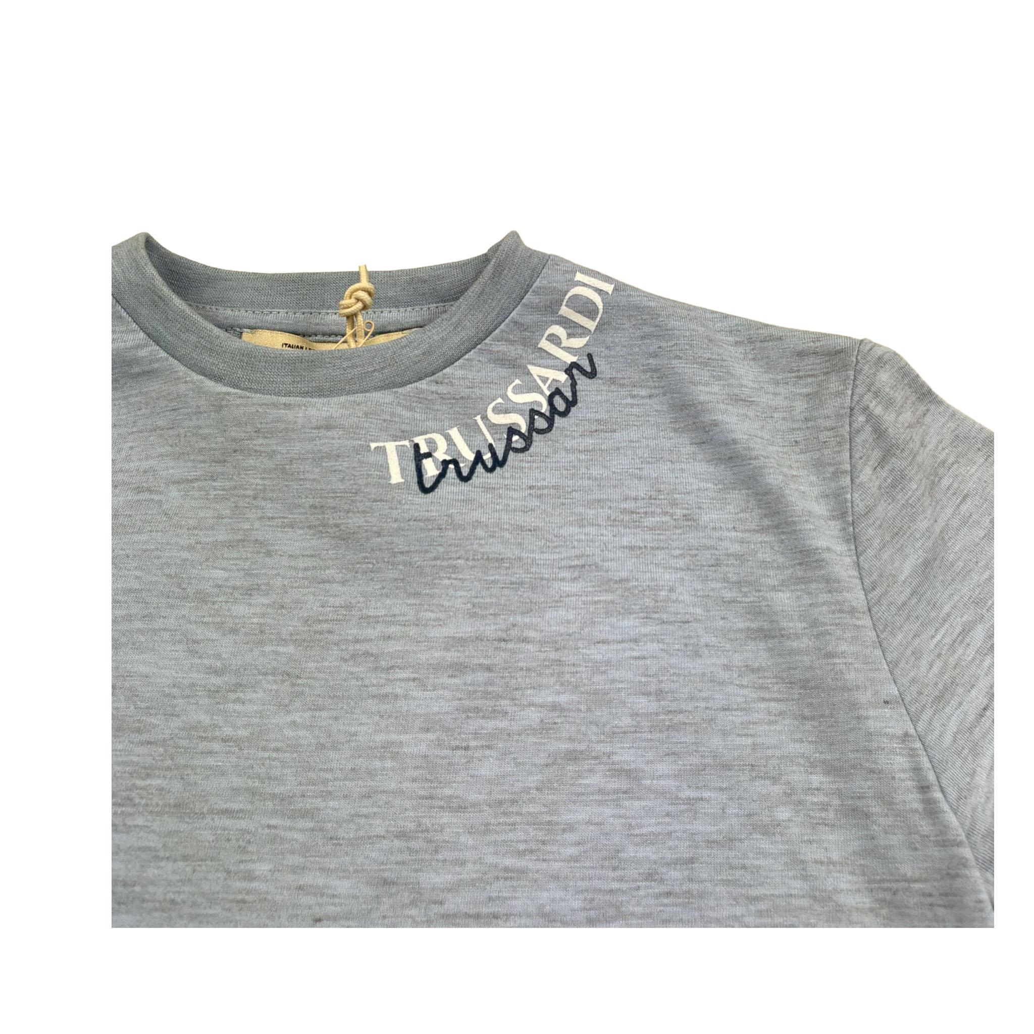 Trussardi T-Shirt Girocollo Tinta Unita con Logo per Bambino TGP26033TS AZZURRO TRUSSARDI 