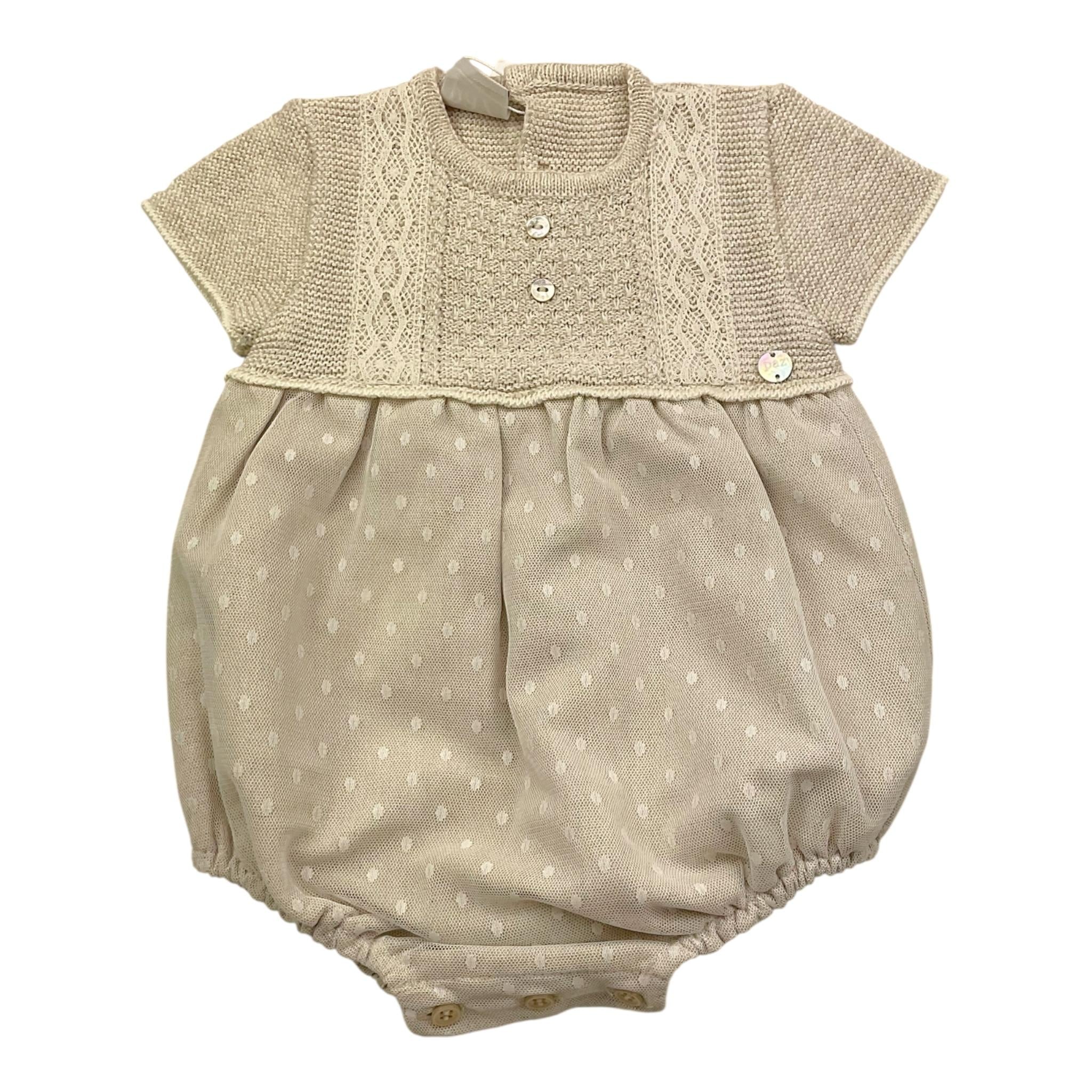 Paz Rodriguez Pagliaccetto Tinta Unita Mezza Manica per Neonata 005122623 BEIGE PAZ RODRIGUEZ 