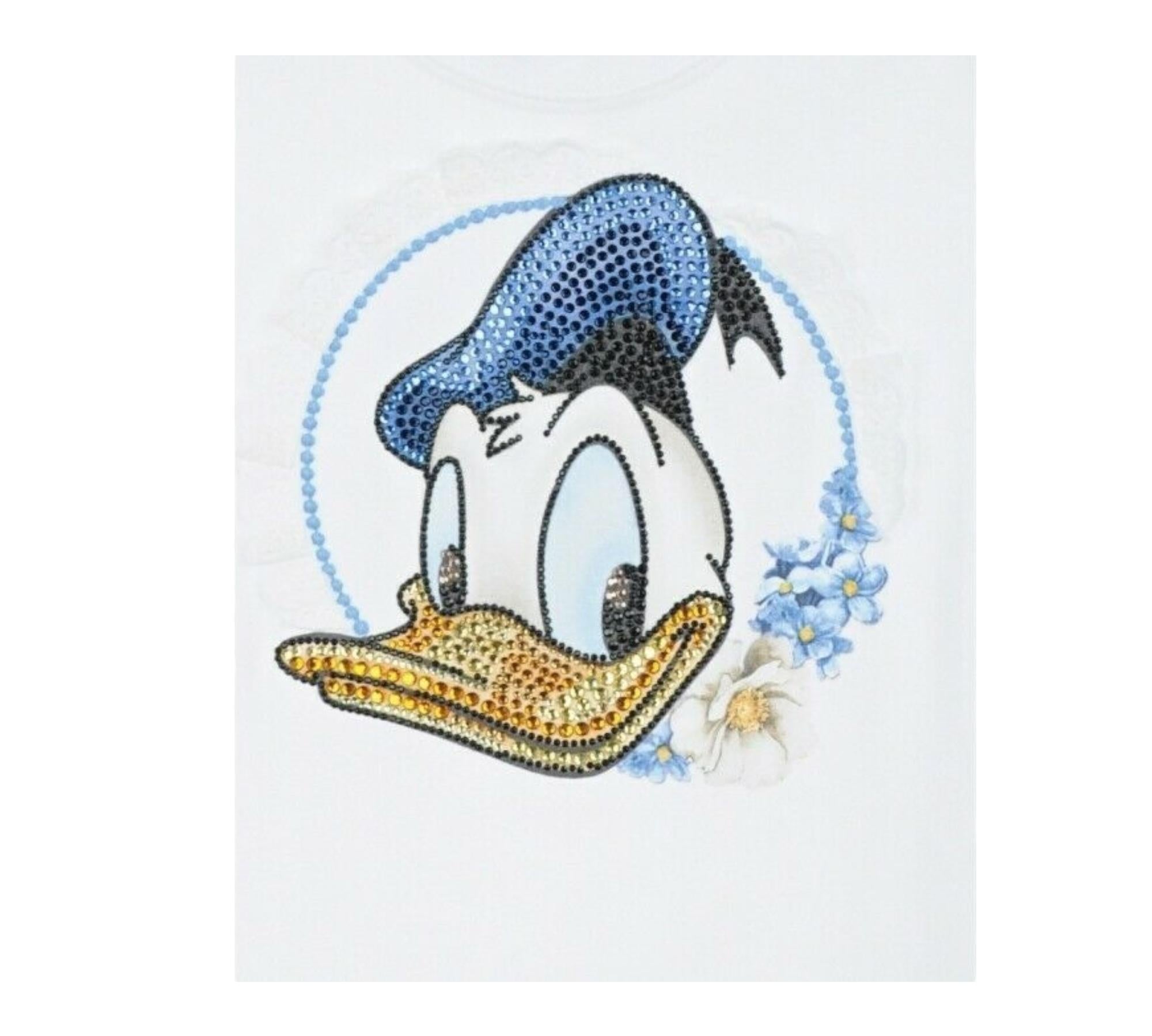 Monnalisa T-Shirt Girocollo Tinta Unita con Brillantini per Bambina 191603S4 BIANCO MONNALISA 