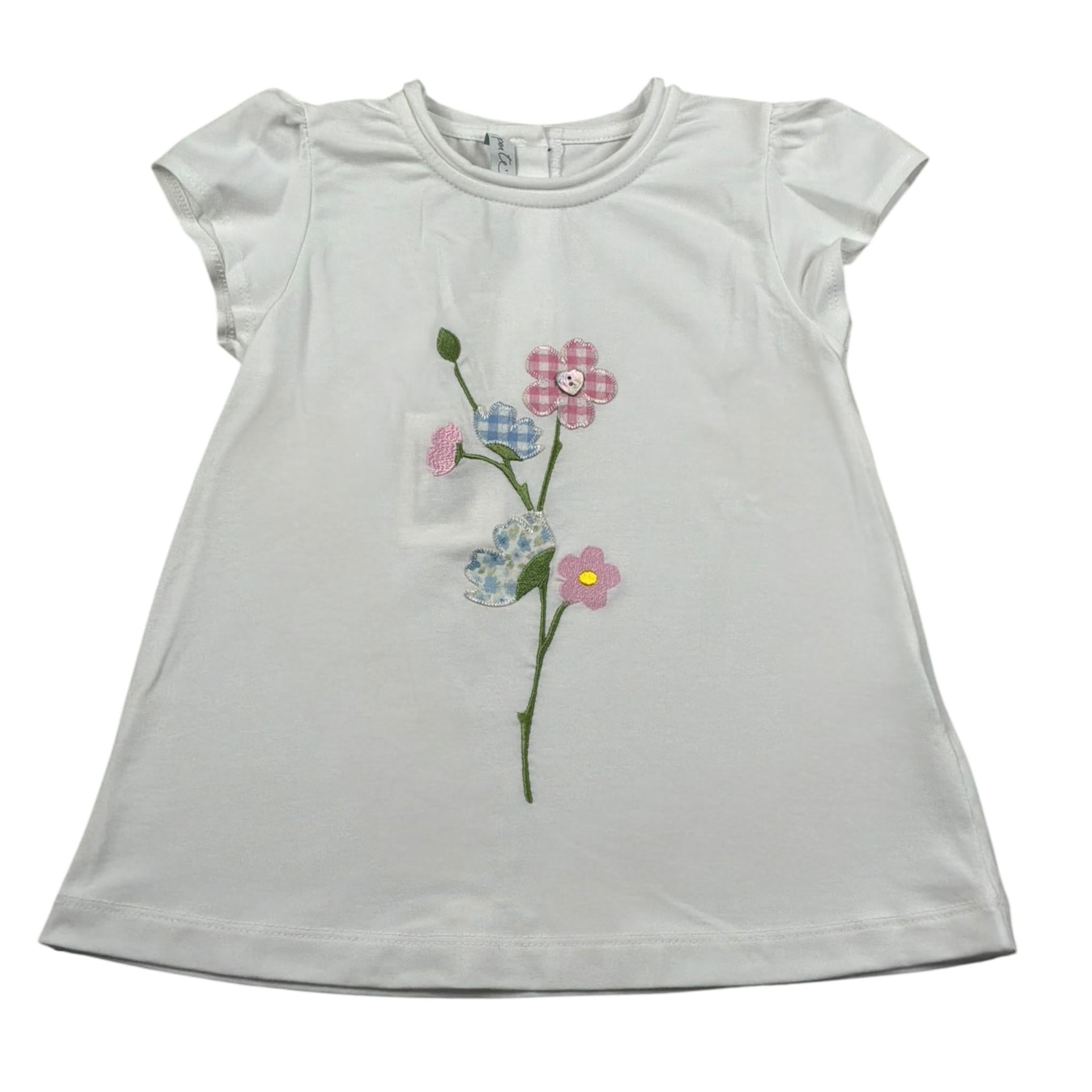 Per Te T-Shirt Girocollo Tinta Unita con Ricami per Bambina 34411J BIANCO PER TE 