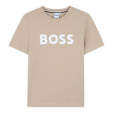 Boss T-Shirt Girocollo Tinta Unita con Stampa per Neonato J52105 BEIGE BOSS 