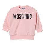MOSCHINO felpa chiusa girocollo tinta unita con stampa logo Rosa per Neonata MUF05O ROSA MOSCHINO 