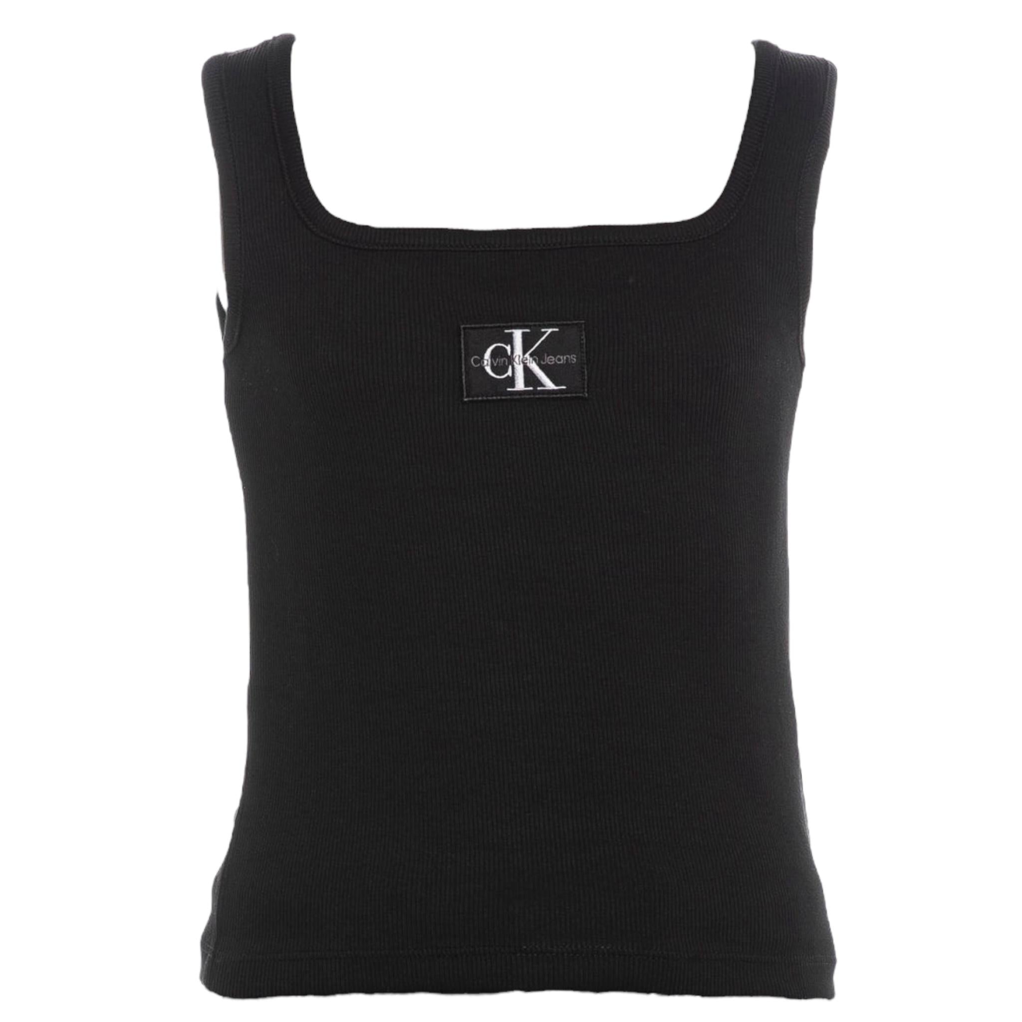 Calvin Klein Canotta Tinta Unita con Logo per Bambina IG0IG02435X NERO CALVIN KLEIN 