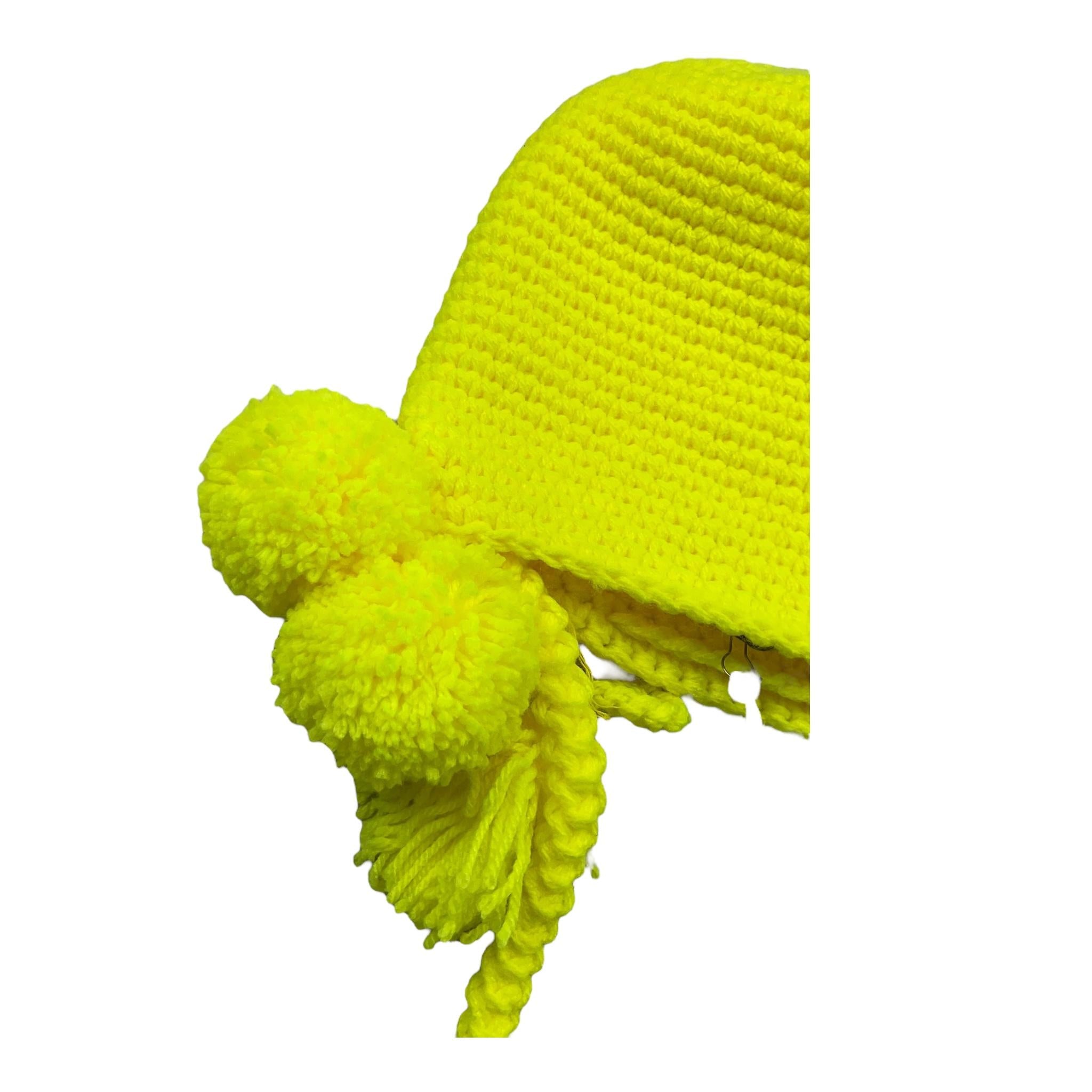 cappello tinta unita con pon pon BS10WA007 GIALLO FLUO PICCOLA LUDO 