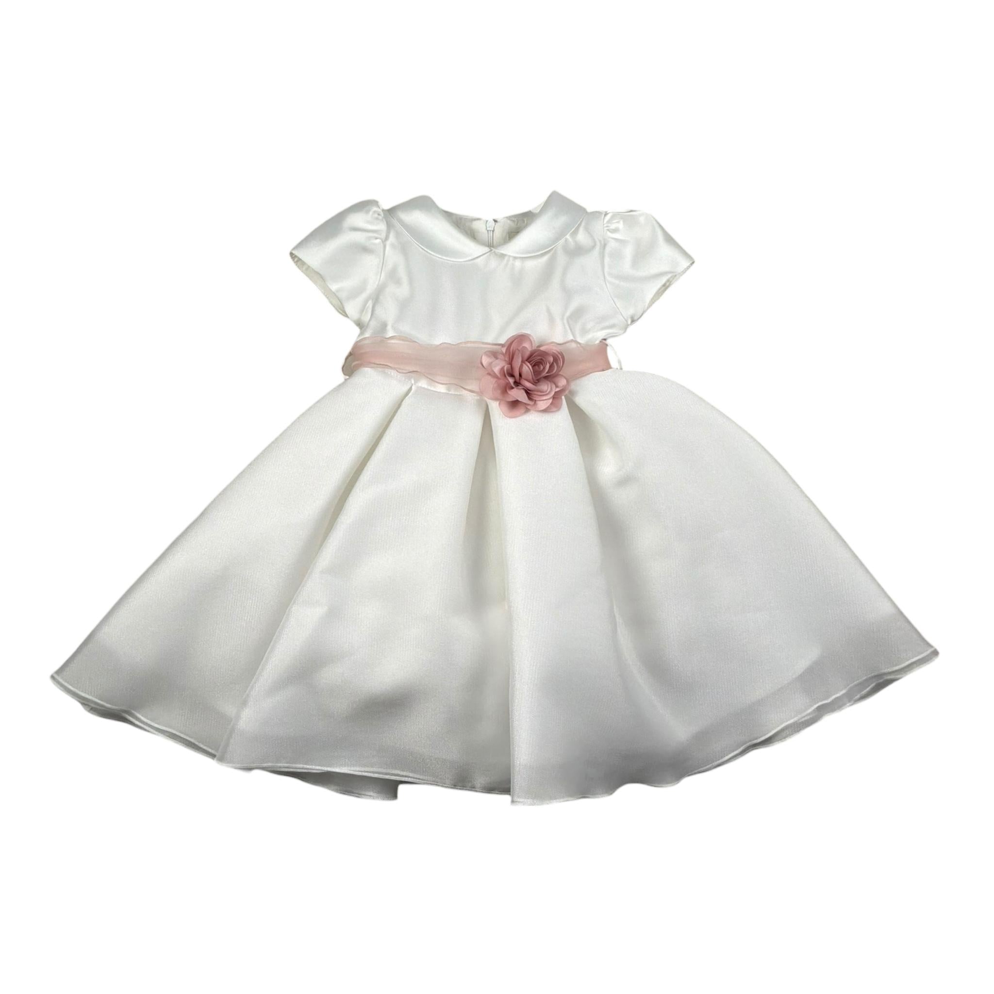 Bella Brilli Abito Cerimoniale Mezza Manica Tinta Unita con Cinturino per Bambina BB902564 BIANCO BELLA BRILLI 