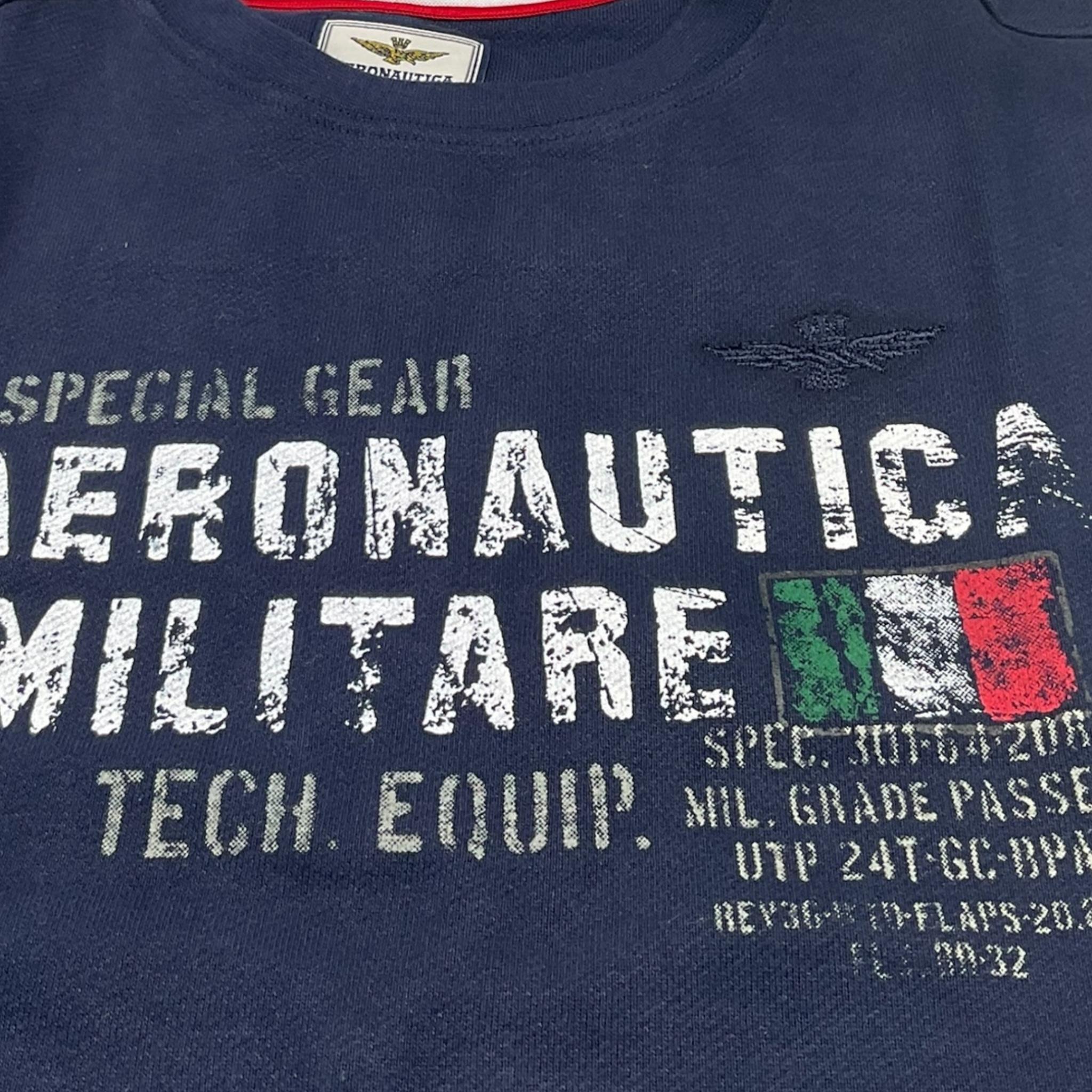 AERONAUTICA MILITARE felpa girocollo tinta unita con stampa Blu per Bambino 242TF0001AJRF7588 BLU AERONAUTICA MILITARE 