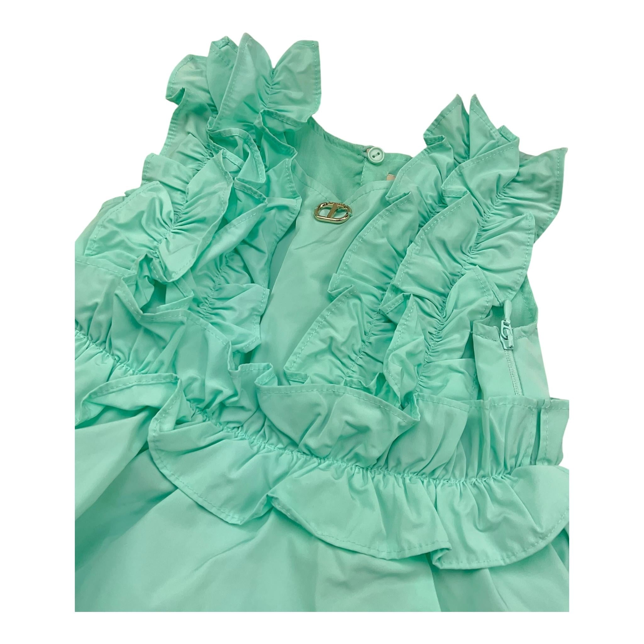 Twinset Abito Giromanica Tinta Unita per Bambina 231GJ2Q5F VERDE ACQUA TWINSET 