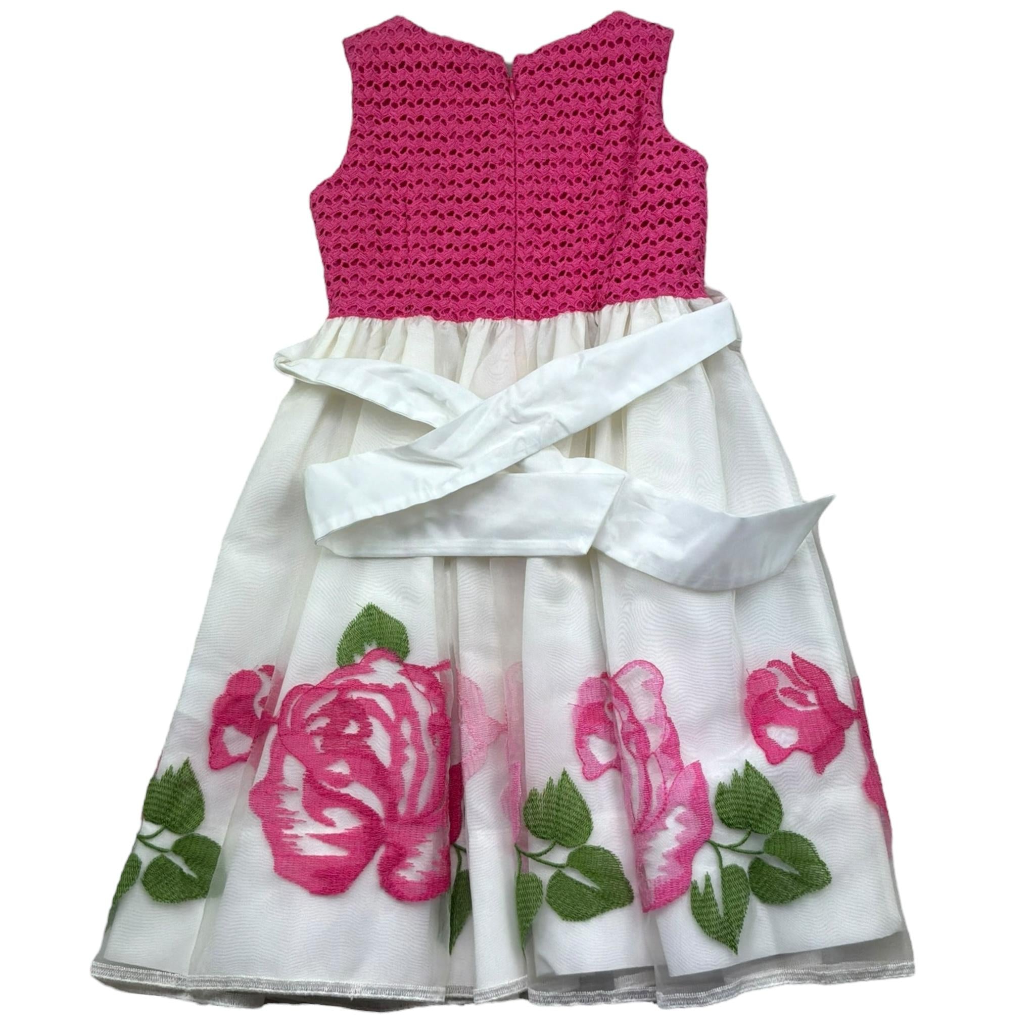 Monnalisa Abito Giromanica Tinta Unita con Stampe per Bambina 715921 BIANCO MONNALISA 