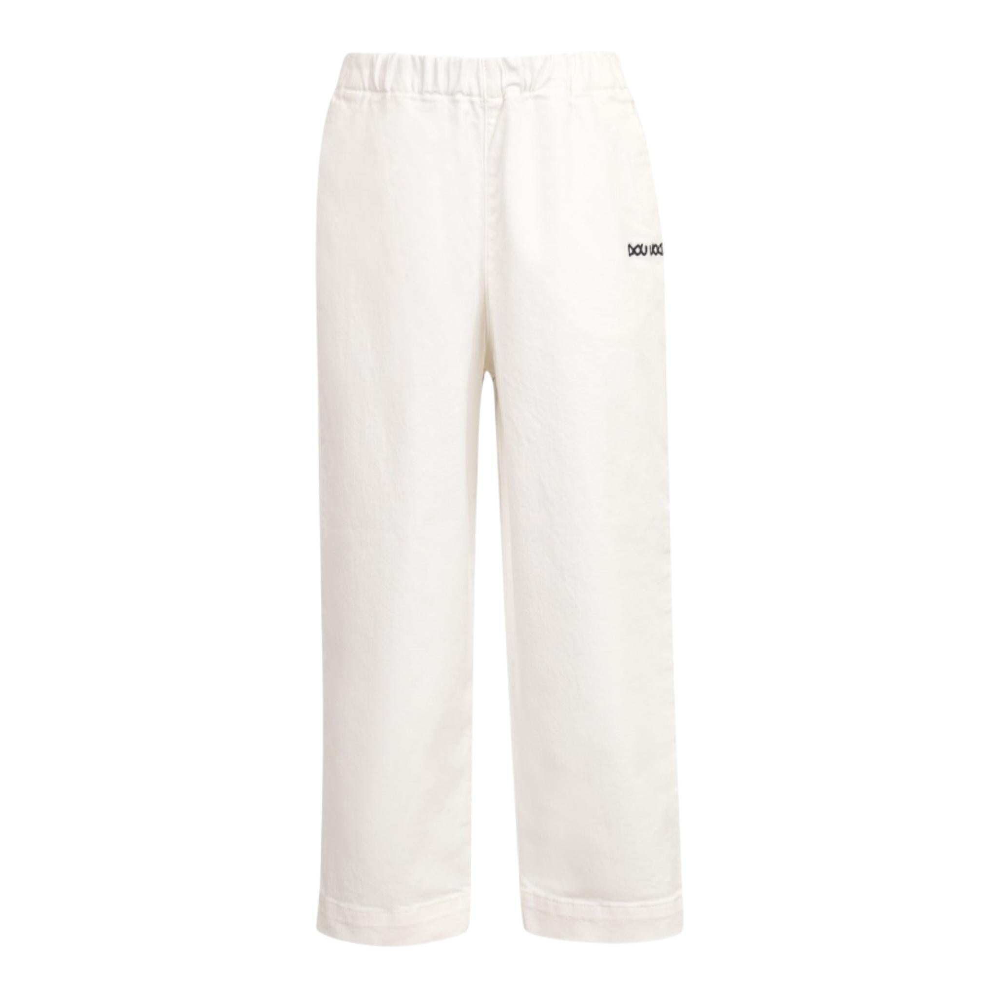 Dou Dou Pantalone Tinta Unita con Logo per Bambina DW6P71XX PANNA DOU DOU 