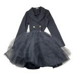 LU LU BY MISS GRANT abito tinta unita con tulle e bottoni Nero per Bambina LL2493 NERO LU LU BY MISS GRANT 