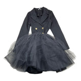 LU LU BY MISS GRANT abito tinta unita con tulle e bottoni Nero per Bambina LL2493 NERO LU LU BY MISS GRANT 