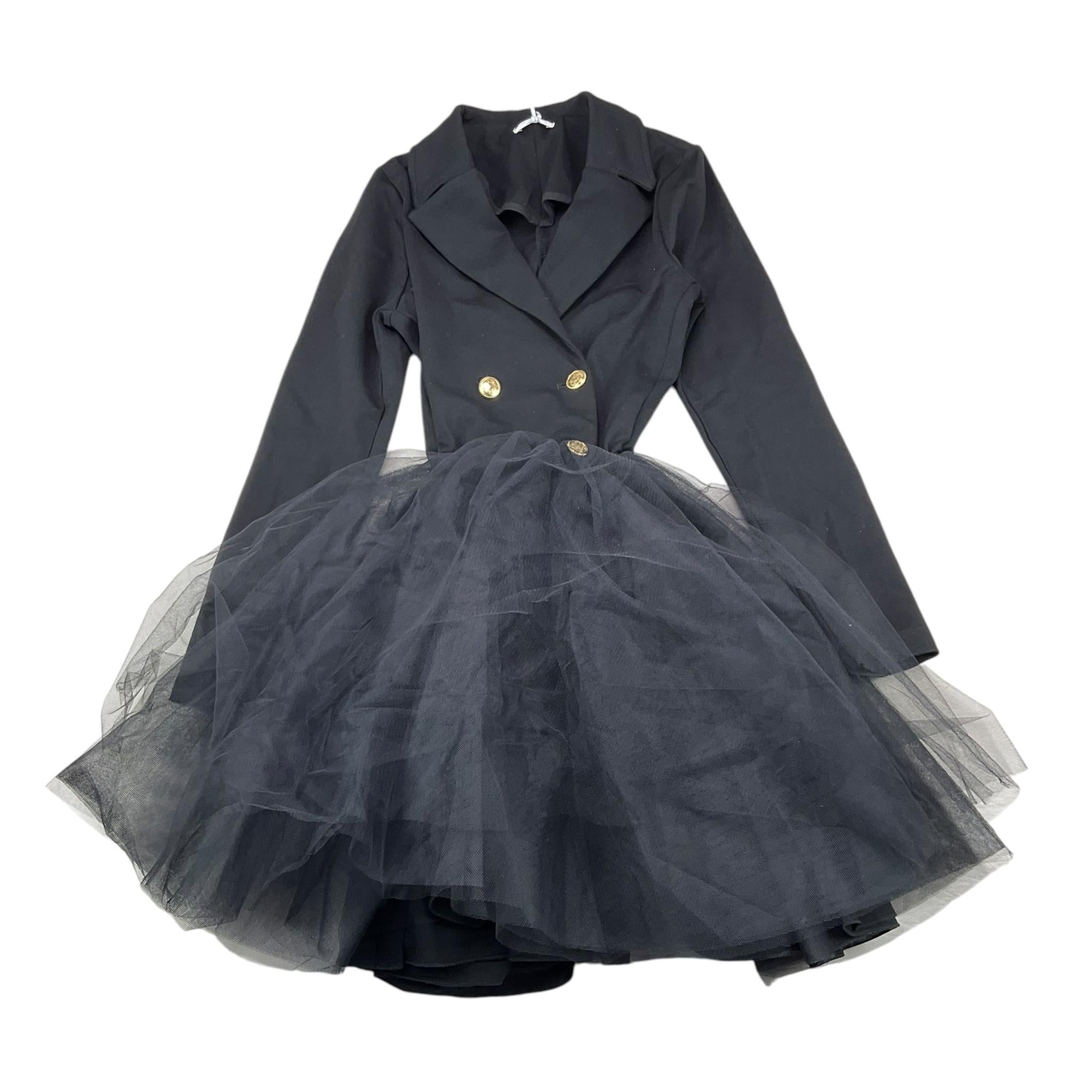 LU LU BY MISS GRANT abito tinta unita con tulle e bottoni Nero per Bambina LL2493 NERO LU LU BY MISS GRANT 